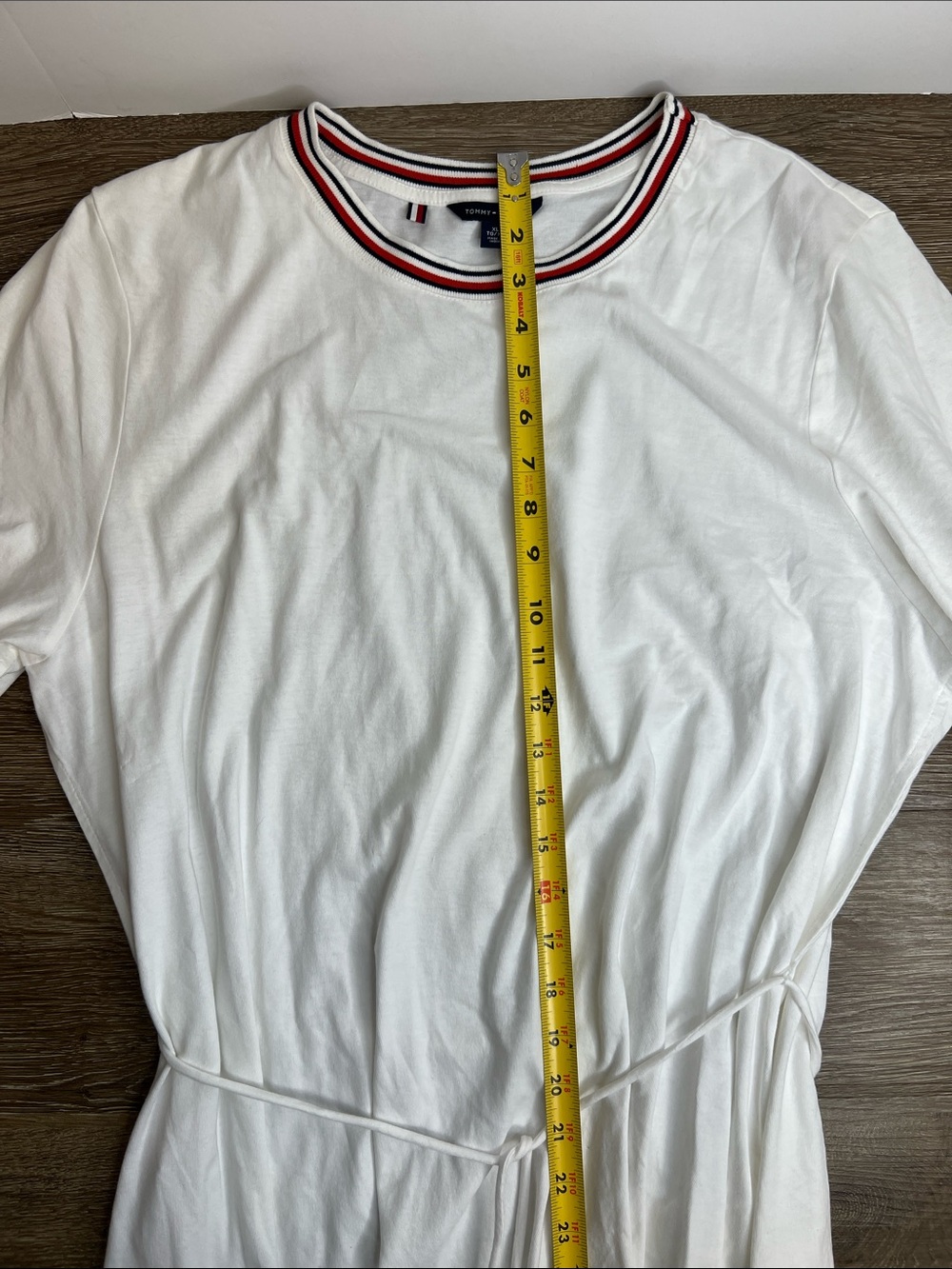 SOLD IN STORE Tommy Hilfiger Sport White Cotton T-Shirt Dress Tie Waist XL - Picture 12 of 13